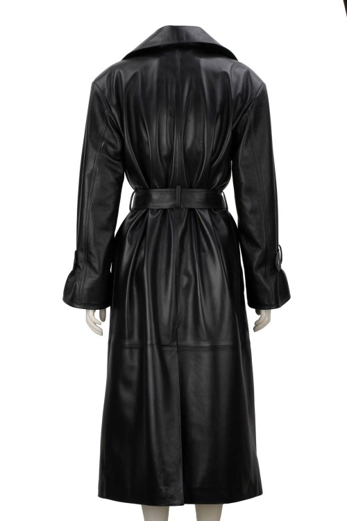 OSA450 - czarny płaszcz skórzany damski typu oversize