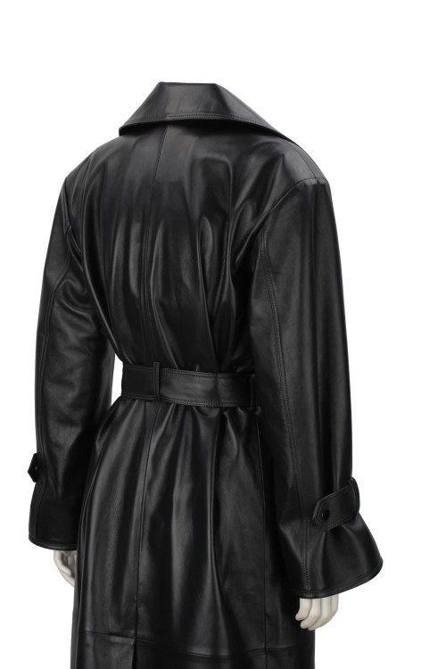 OSA450 - czarny płaszcz skórzany damski typu oversize