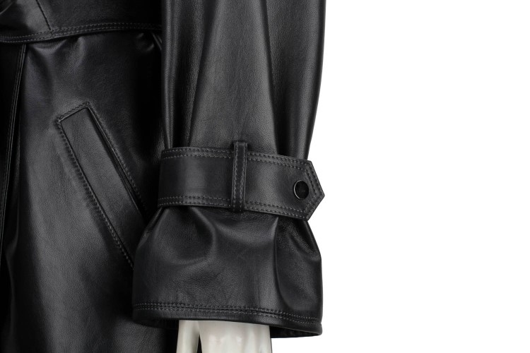 OSA450 - czarny płaszcz skórzany damski typu oversize