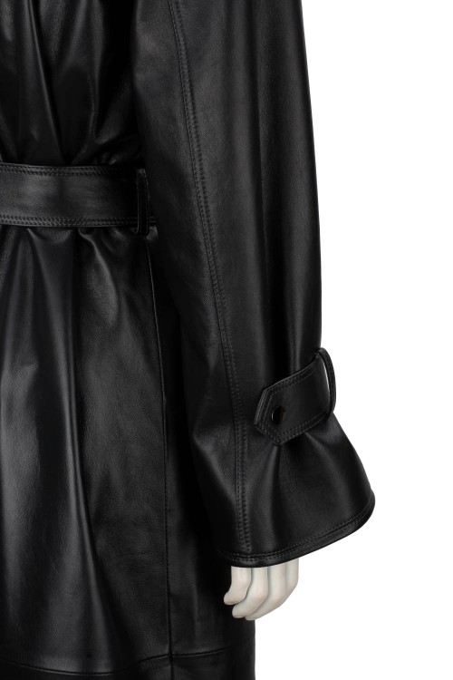 OSA450 - czarny płaszcz skórzany damski typu oversize
