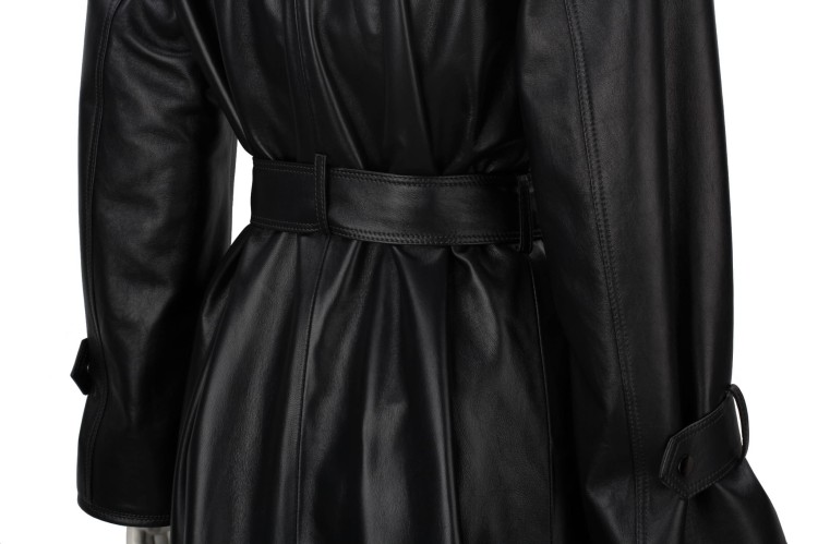 OSA450 - czarny płaszcz skórzany damski typu oversize