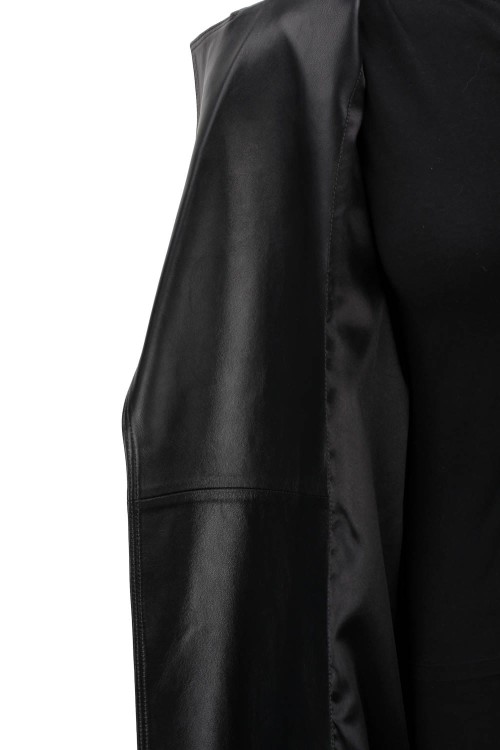 OSA450 - czarny płaszcz skórzany damski typu oversize