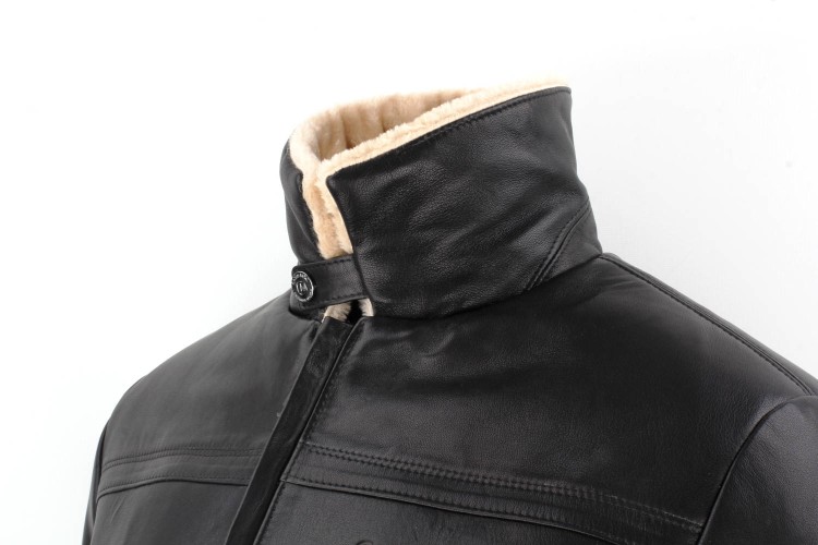 TMK450B - kurtka pilotka skórzana ocieplana jasnym kożuchem