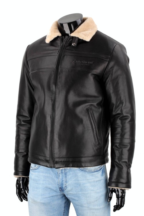 TMK450B - kurtka pilotka skórzana ocieplana jasnym kożuchem