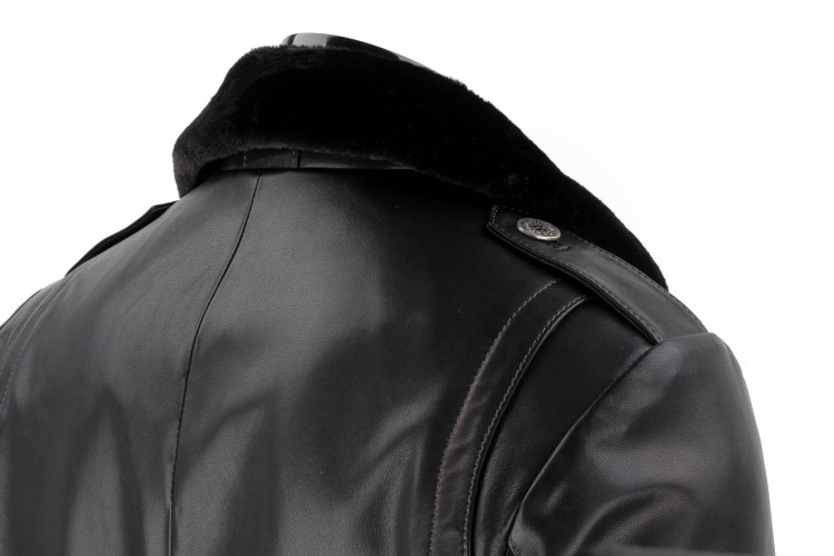 BILK450 - Płaszcz skórzany męski z podszyciem z kożucha eko