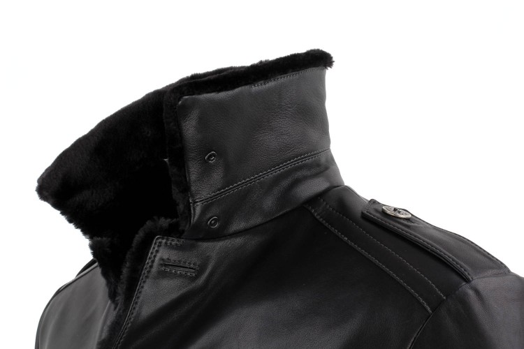 BILK450 - Płaszcz skórzany męski z podszyciem z kożucha eko
