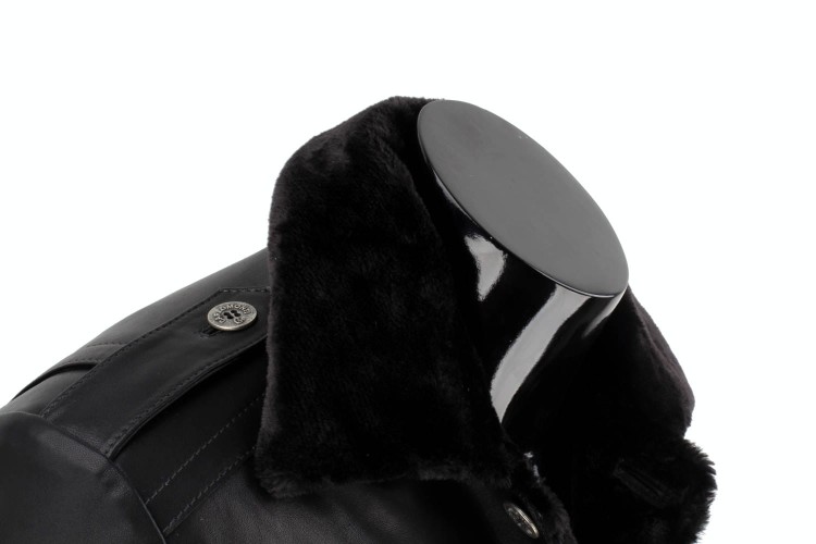 BILK450 - Płaszcz skórzany męski z podszyciem z kożucha eko