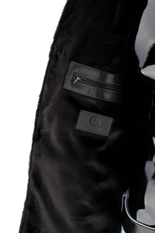 BILK450 - Płaszcz skórzany męski z podszyciem z kożucha eko