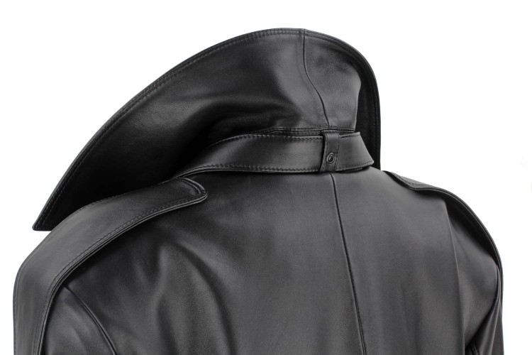 OKS450 - Czarny płaszcz skórzany damski typu oversize