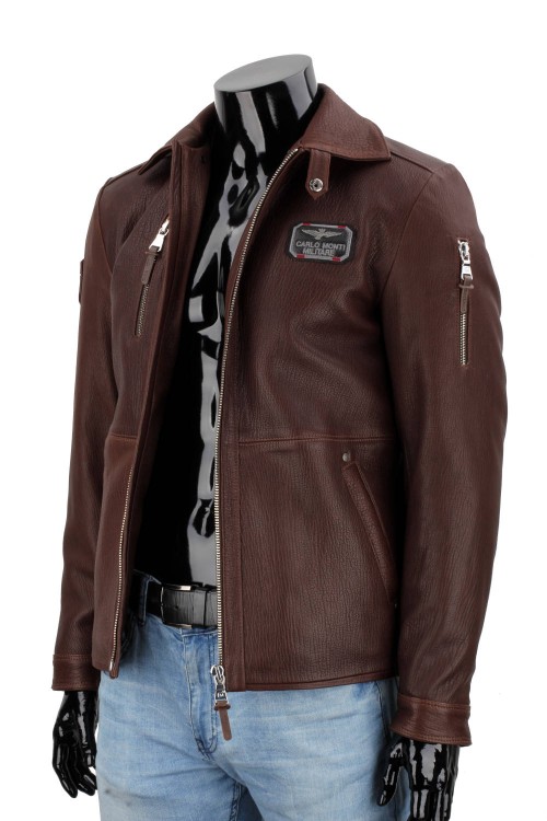 RAD126 - kurtka pilotka skórzana z brązowej skóry naturalnej