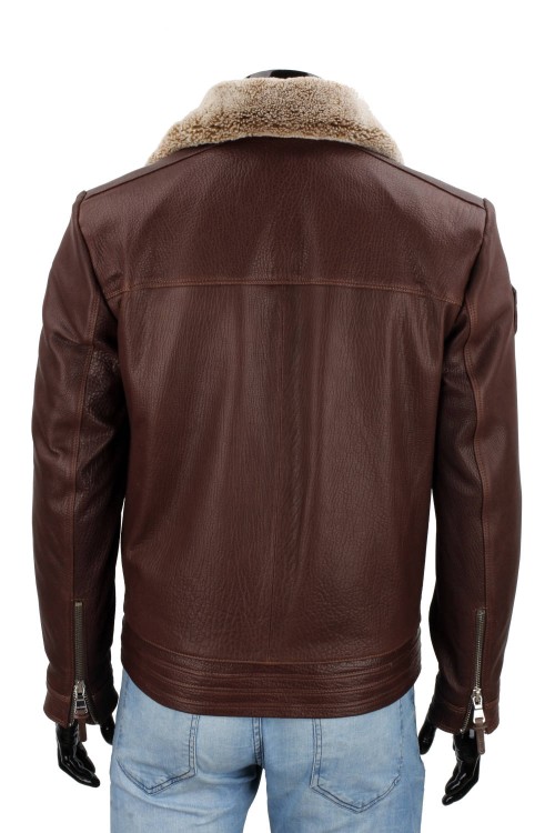 RAD126 - kurtka pilotka skórzana z brązowej skóry naturalnej