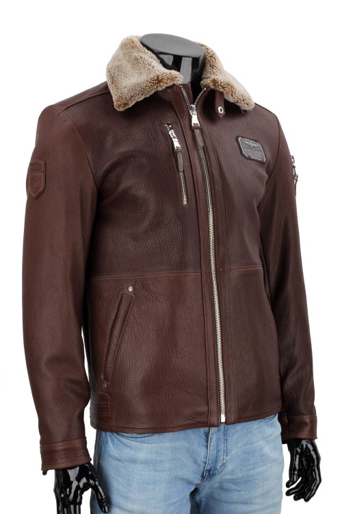 RAD126 - kurtka pilotka skórzana z brązowej skóry naturalnej
