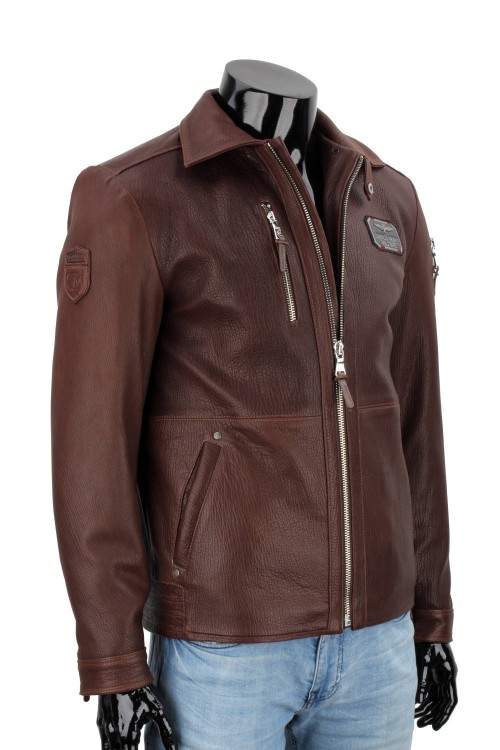 RAD126 - kurtka pilotka skórzana z brązowej skóry naturalnej