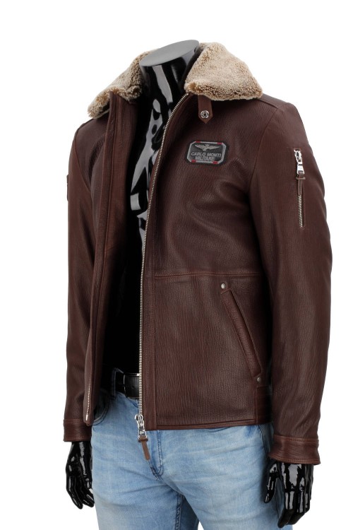 RAD126 - kurtka pilotka skórzana z brązowej skóry naturalnej