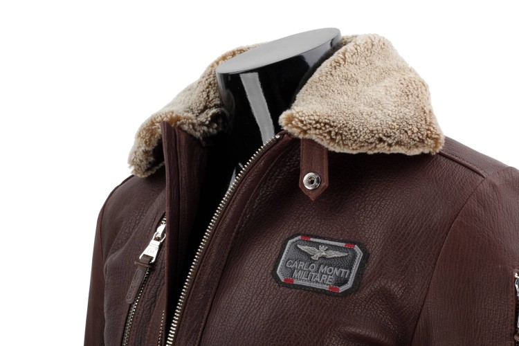 RAD126 - kurtka pilotka skórzana z brązowej skóry naturalnej