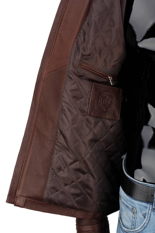 RAD126 - kurtka pilotka skórzana z brązowej skóry naturalnej