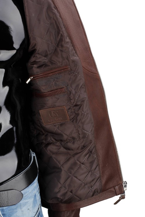 RAD126 - kurtka pilotka skórzana z brązowej skóry naturalnej