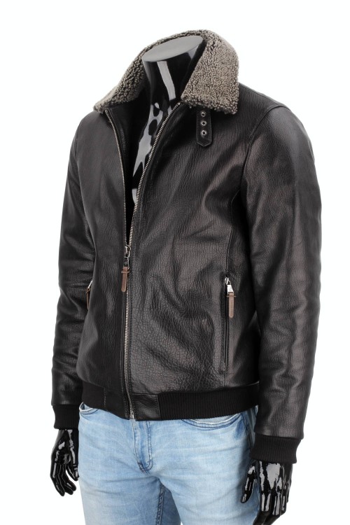 WOT951 - Klasyczna pilotka męska skórzana ze ściągaczem