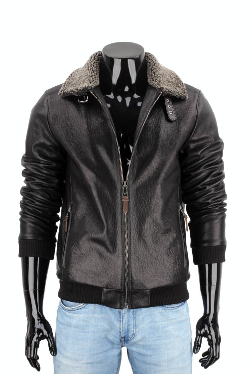 WOT951 - Klasyczna pilotka męska skórzana ze ściągaczem