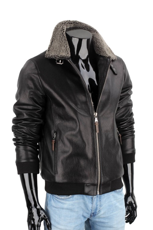 WOT951 - Klasyczna pilotka męska skórzana ze ściągaczem