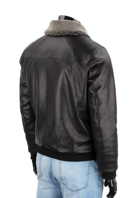 WOT951 - Klasyczna pilotka męska skórzana ze ściągaczem