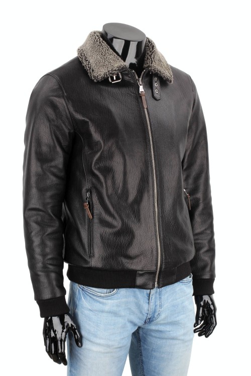 WOT951 - Klasyczna pilotka męska skórzana ze ściągaczem