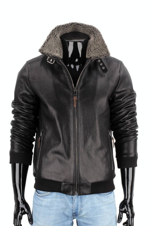 WOT951 - Klasyczna pilotka męska skórzana ze ściągaczem