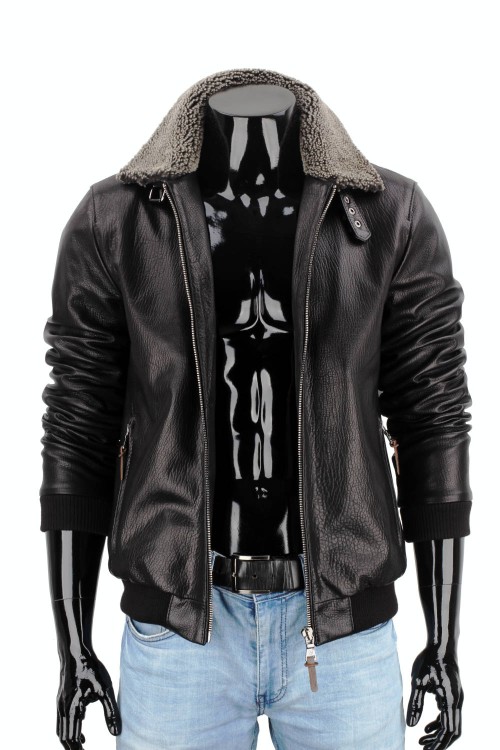 WOT951 - Klasyczna pilotka męska skórzana ze ściągaczem