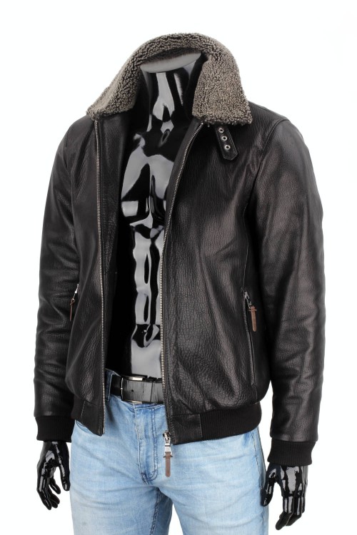 WOT951 - Klasyczna pilotka męska skórzana ze ściągaczem