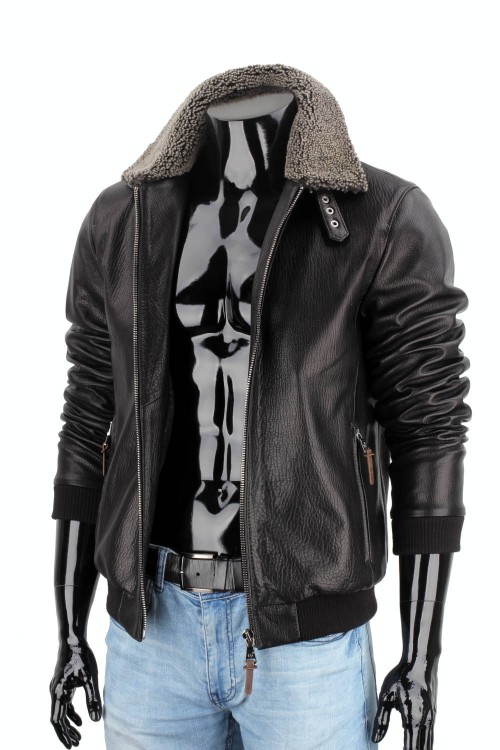 WOT951 - Klasyczna pilotka męska skórzana ze ściągaczem