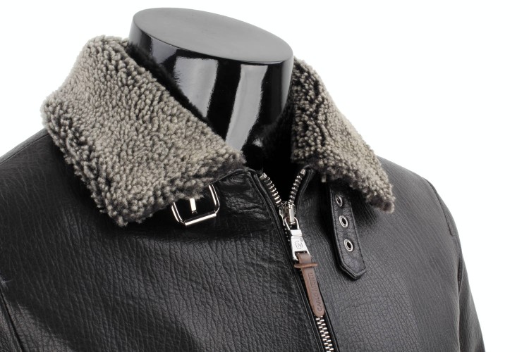 WOT951 - Klasyczna pilotka męska skórzana ze ściągaczem