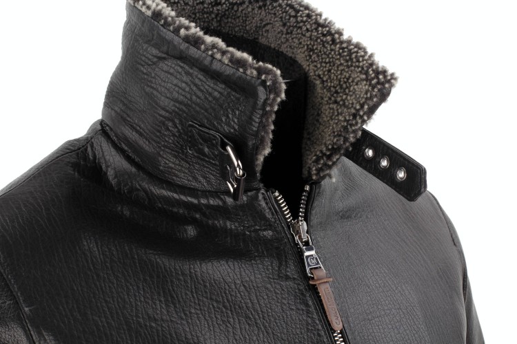 WOT951 - Klasyczna pilotka męska skórzana ze ściągaczem