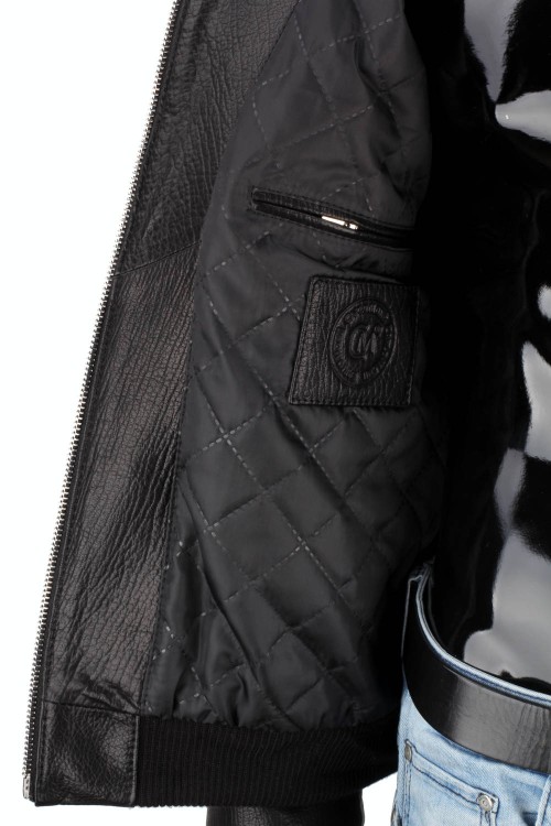 WOT951 - Klasyczna pilotka męska skórzana ze ściągaczem