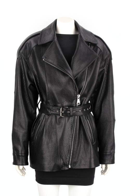 ANN951 -Rramoneska damska oversize wiązana paskiem w talii