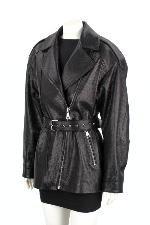 ANN951 -Rramoneska damska oversize wiązana paskiem w talii