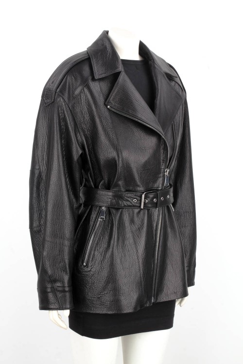 ANN951 -Rramoneska damska oversize wiązana paskiem w talii