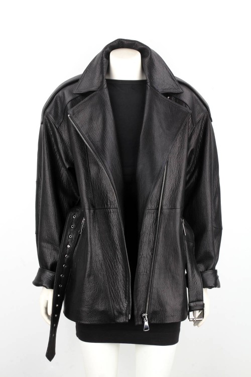 ANN951 -Rramoneska damska oversize wiązana paskiem w talii