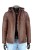 AMDO122 - Ekskluzywna ciepła brązowa kurtka męska z kapturem