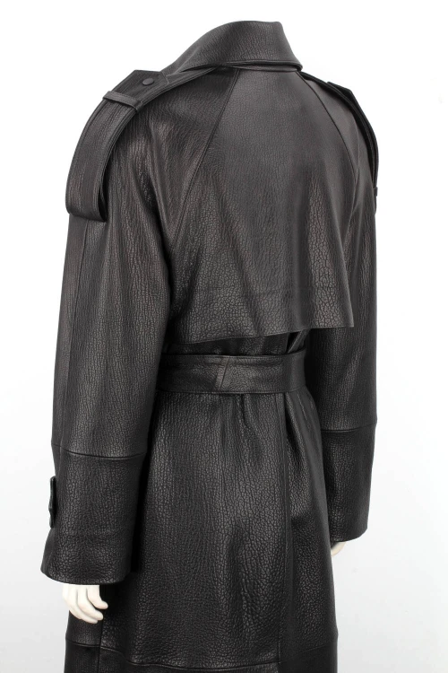 LIL951 - Długi płaszcz skórzany damski PREMIUM typu oversize