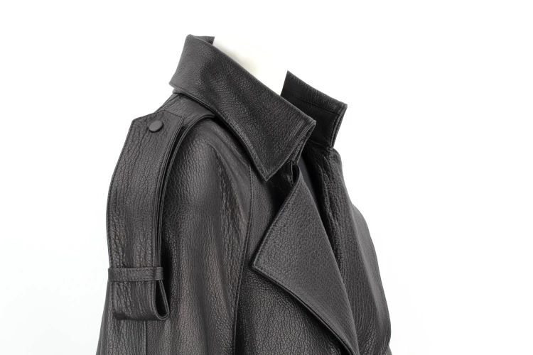 LIL951 - Długi płaszcz skórzany damski PREMIUM typu oversize