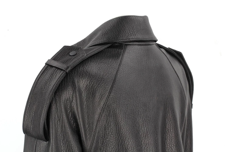 LIL951 - Długi płaszcz skórzany damski PREMIUM typu oversize