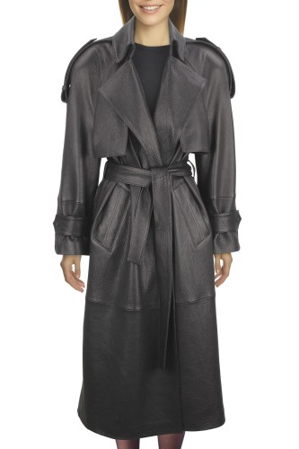 LIL951ML to ekskluzywny płaszcz skórzany damski najwyższej jakości w modnym fasonie oversize ze stylowymi dodatkami sklep CarloMonti.com