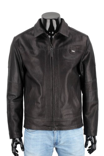 PAO951 - Klasyczna czarna kurtka skórzana męska w stylu vintage
