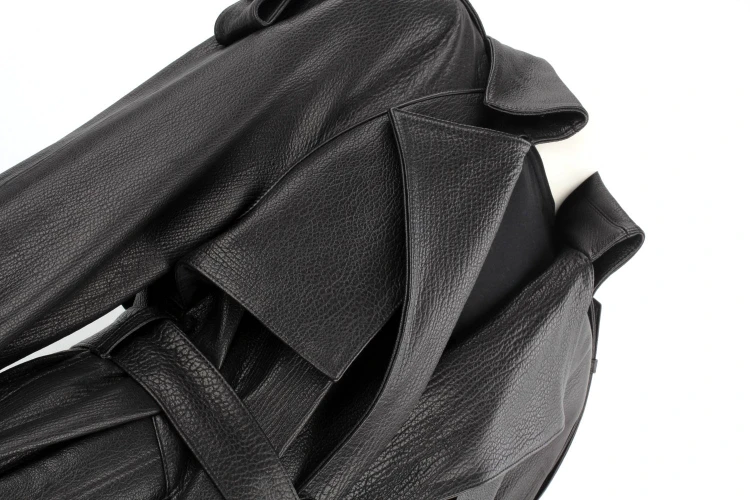LIL951 - Długi płaszcz skórzany damski PREMIUM typu oversize