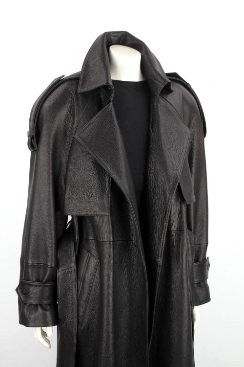 LIL951 - Długi płaszcz skórzany damski PREMIUM typu oversize