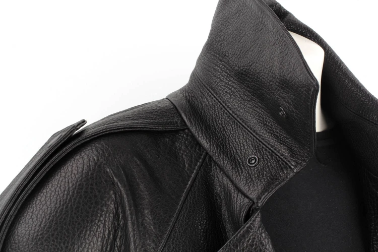 LIL951 - Długi płaszcz skórzany damski PREMIUM typu oversize